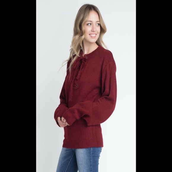 Women's Long Sleeve Pullover Sweater Criss Cross - Picture 4 of 4